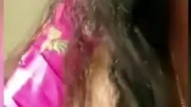 XXX affair of amazing Desi woman in sari who takes boobies out at home