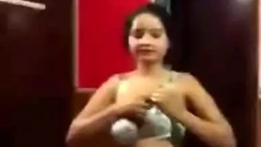 Girl isn't ready for the porn but Desi hubby can film her putting on clothes